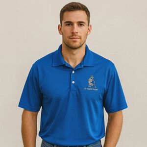 Nike Golf Dri-FIT Blue Polo Shirt LG 15 Years Baby Wildcat Golfer Embroidered